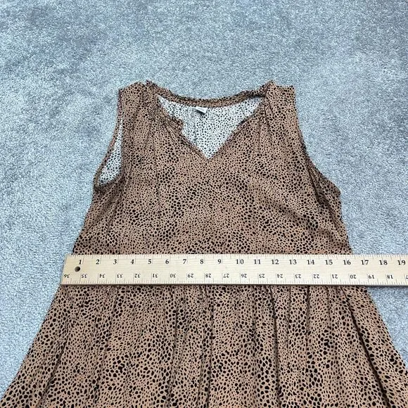 Old Navy Leopard A-Line Relaxed Midi Dress Womens Medium Brown Sleeveless Boho - Picture 8 of 13